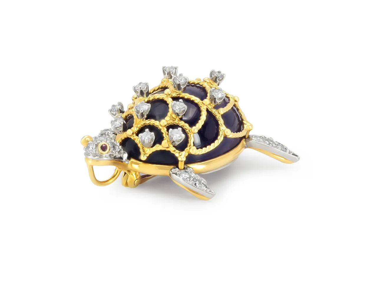 Hammerman Brothers Amethyst Turtle Brooch in 18K Gold and Platinum