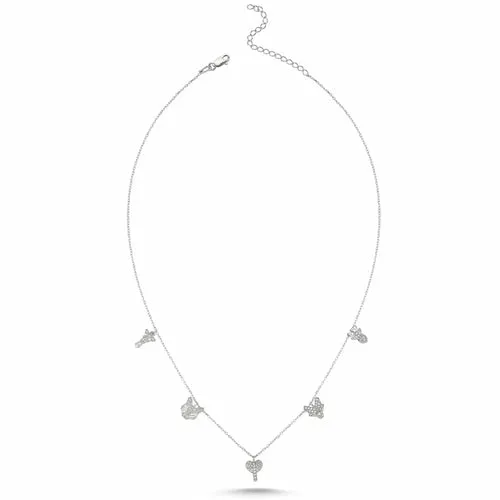 Handmade Animal Silver Necklace with CZ Crystal Charm - Layered Jewelry