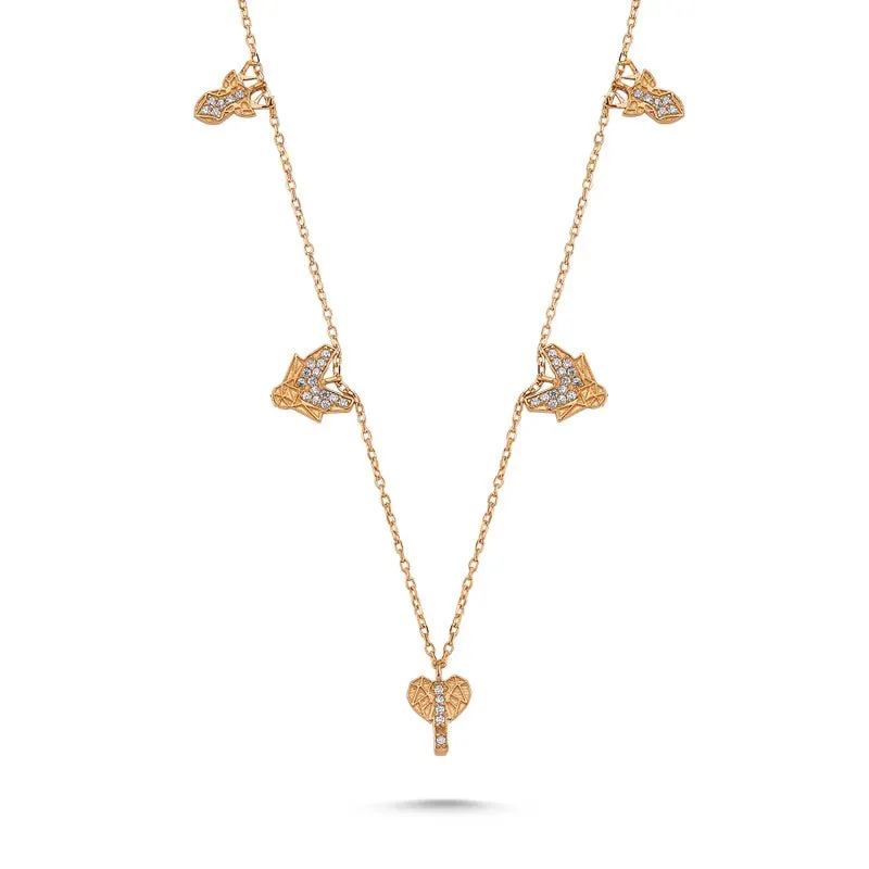 Handmade Animal Silver Necklace with CZ Crystal Charm - Layered Jewelry