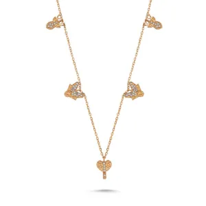 Handmade Animal Silver Necklace with CZ Crystal Charm - Layered Jewelry
