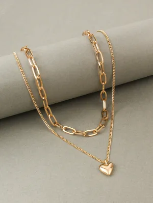 Heart Charm Layered Necklace