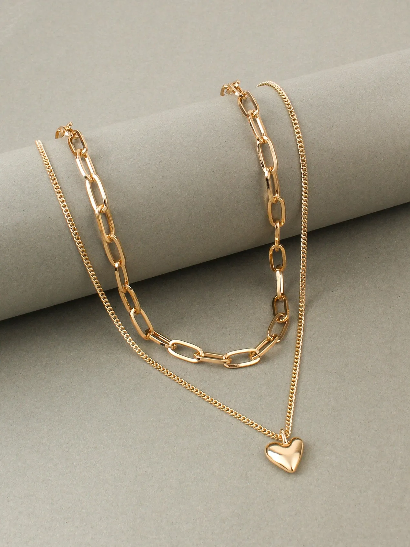 Heart Charm Layered Necklace