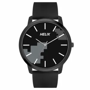 Helix By Timex Black Round Analog Silicone Watch Men -TW039HG20