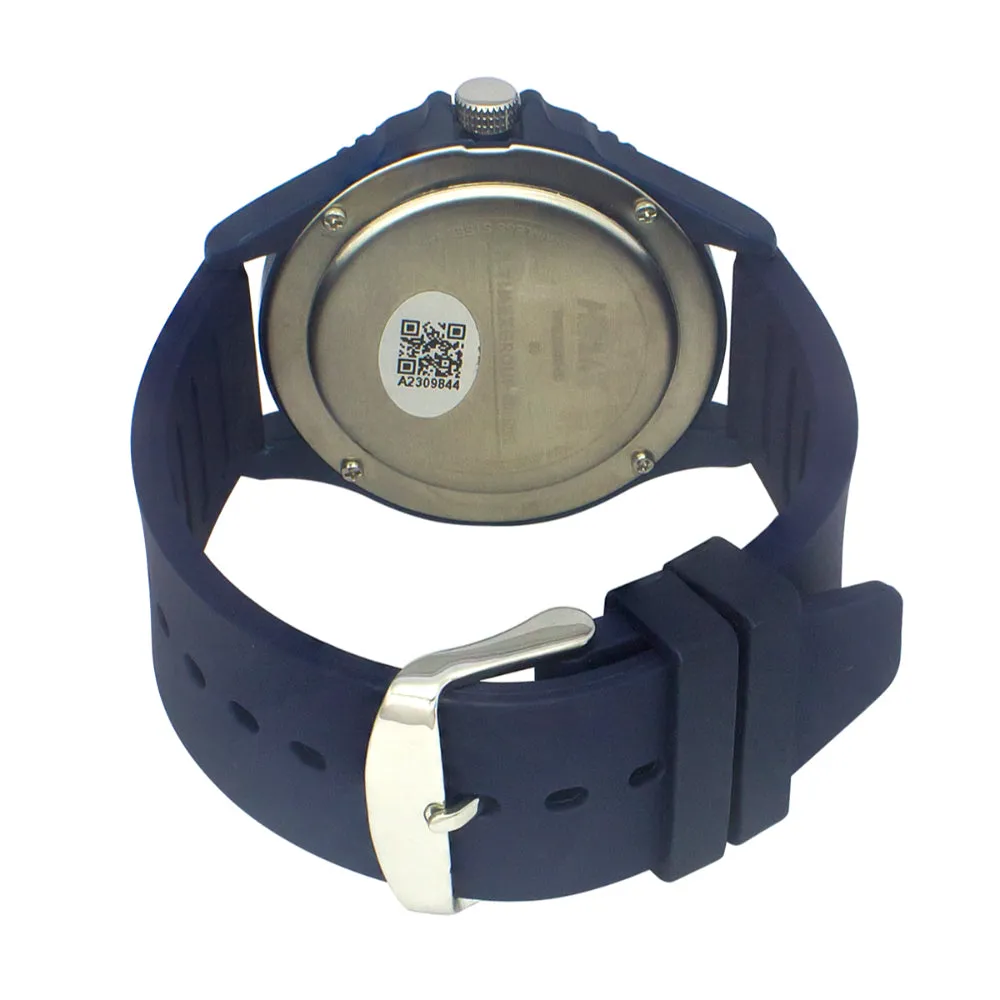 Helix By Timex Black/Blue Round Analog Silicone Watch Men -TW033HG16