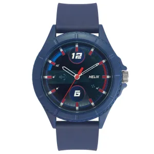 Helix By Timex Black/Blue Round Analog Silicone Watch Men -TW033HG16