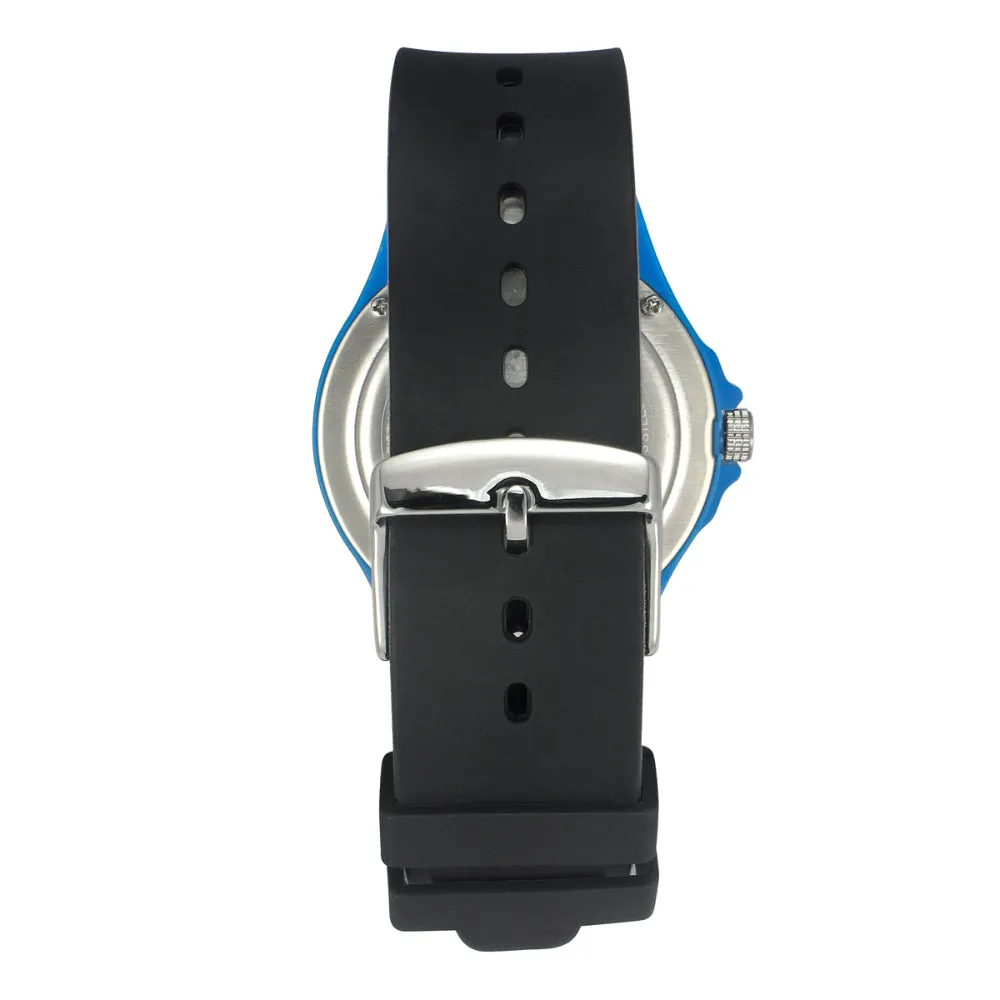 Helix By Timex Black/Blue Round Analog Silicone Watch Men -TW033HG21