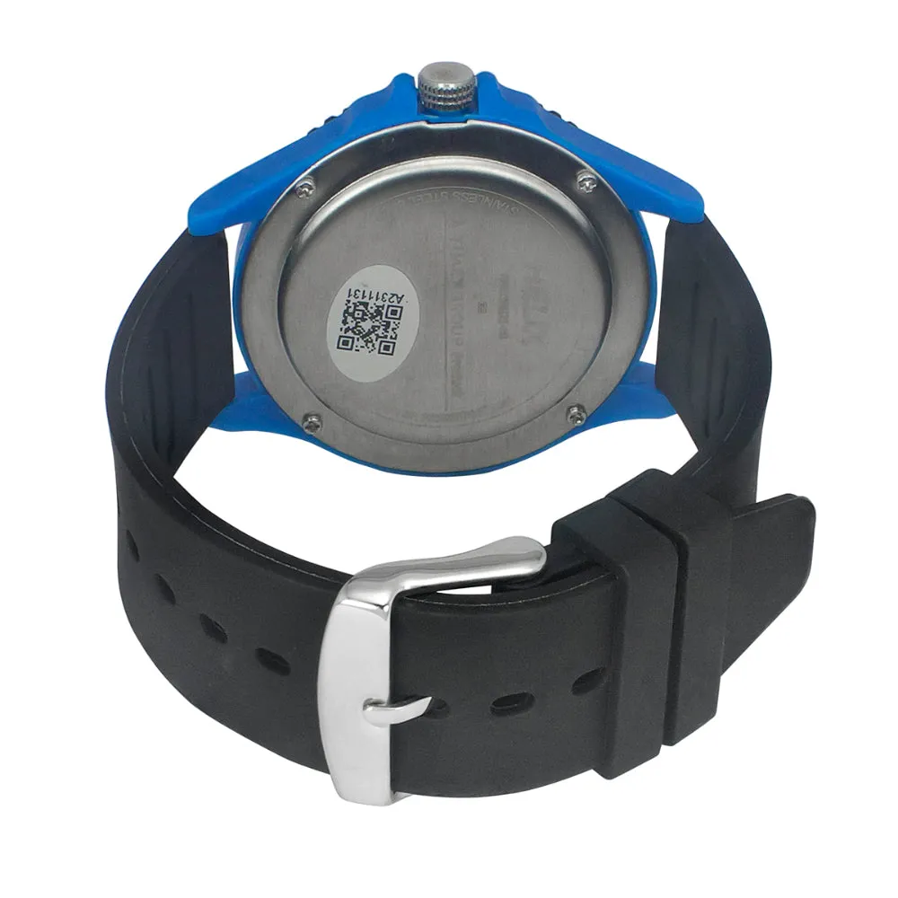 Helix By Timex Black/Blue Round Analog Silicone Watch Men -TW033HG21