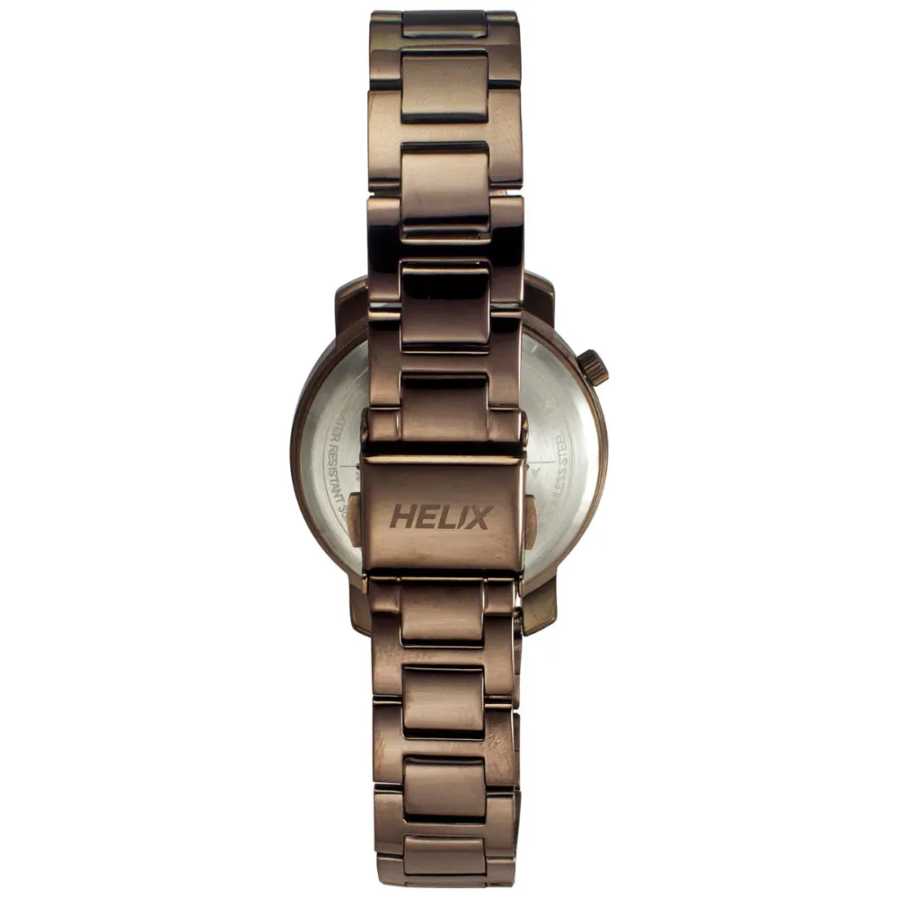 Helix By Timex Brown Round Analog Stainless Steel Watch Women -TW032HL42