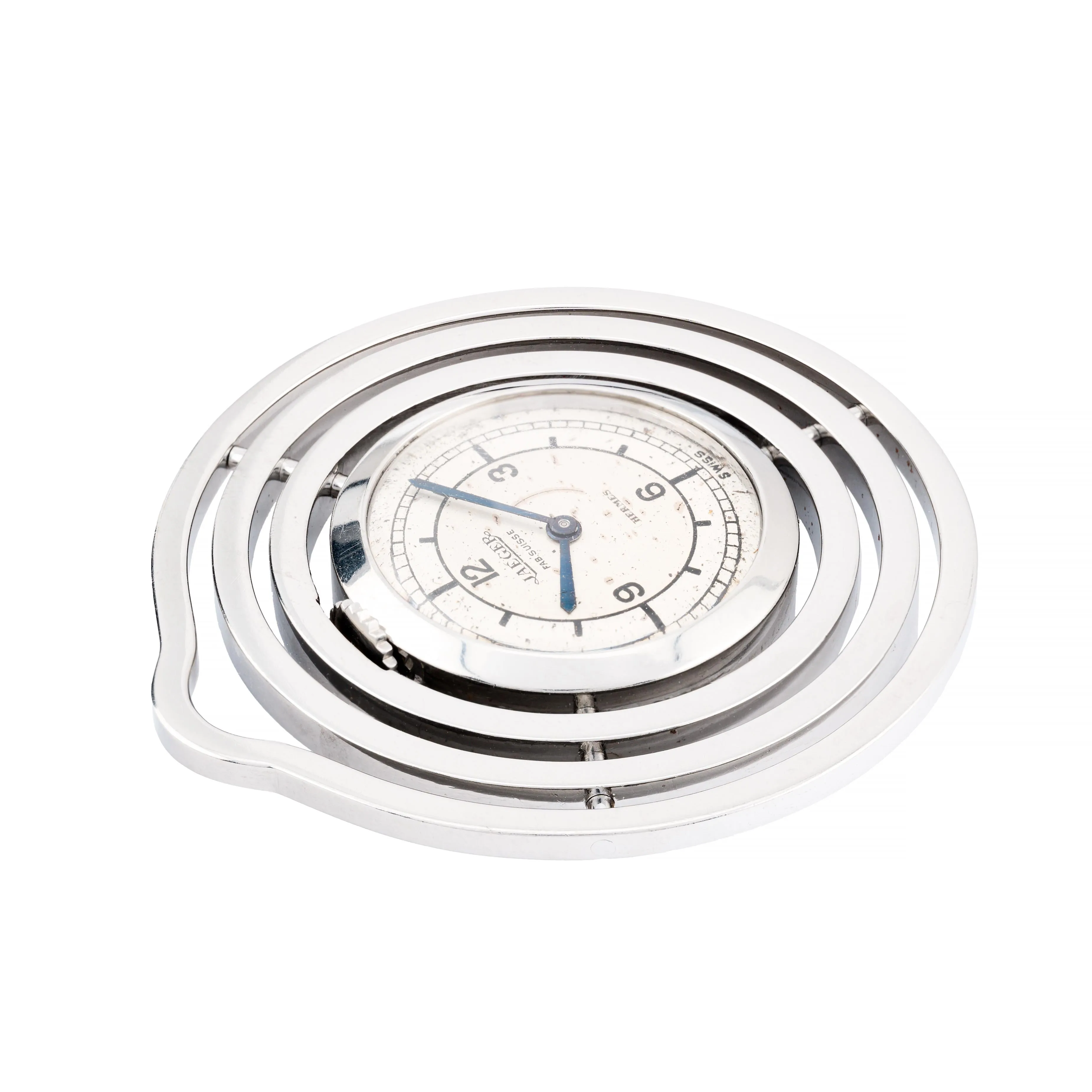 Hermes by Jaegar LeCoultre Art Deco Pendant Watch in Stainless Steel