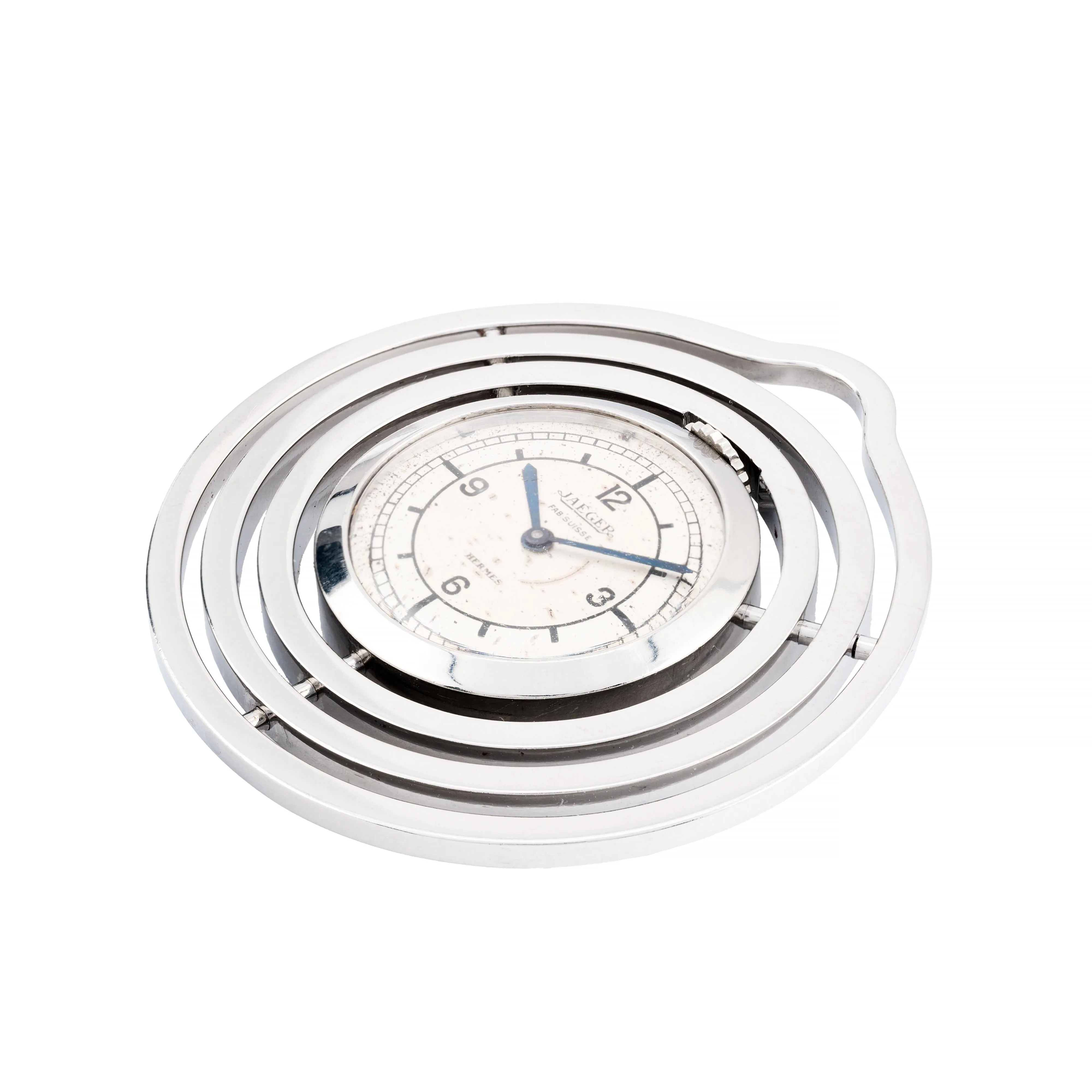 Hermes by Jaegar LeCoultre Art Deco Pendant Watch in Stainless Steel