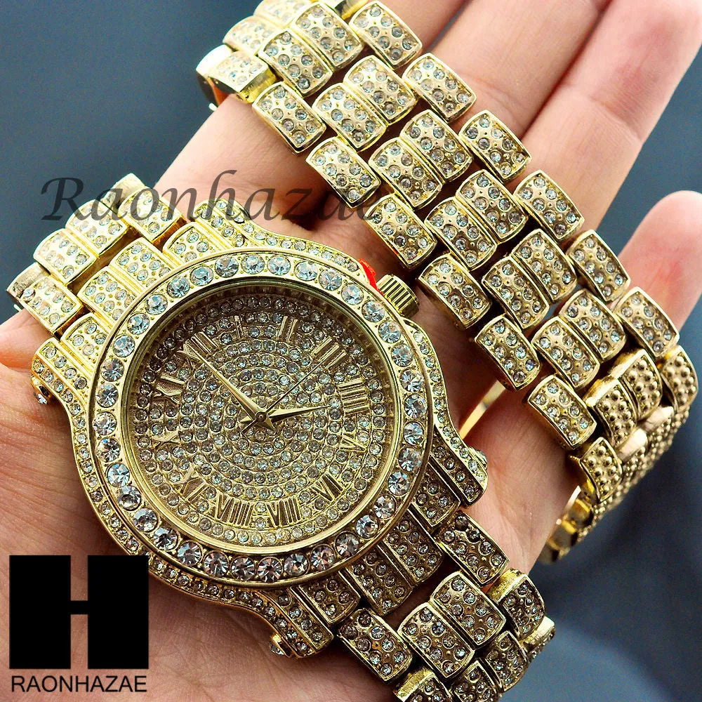 HIP HOP MEEK MILL LAB DIAMOND WATCH RUBY NECKLACE BRACELET EARRING S00