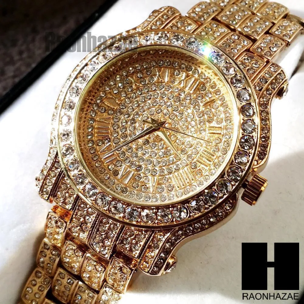 HIP HOP MEEK MILL LAB DIAMOND WATCH RUBY NECKLACE BRACELET EARRING S00