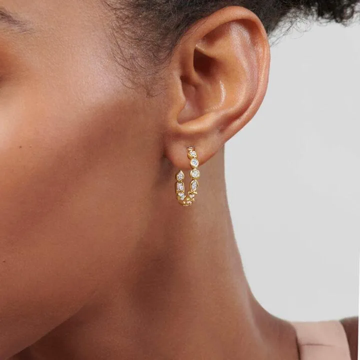 Hoop Earrings with Mixed Shape Diamonds