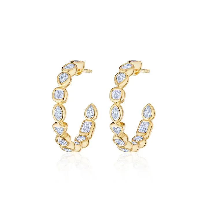 Hoop Earrings with Mixed Shape Diamonds