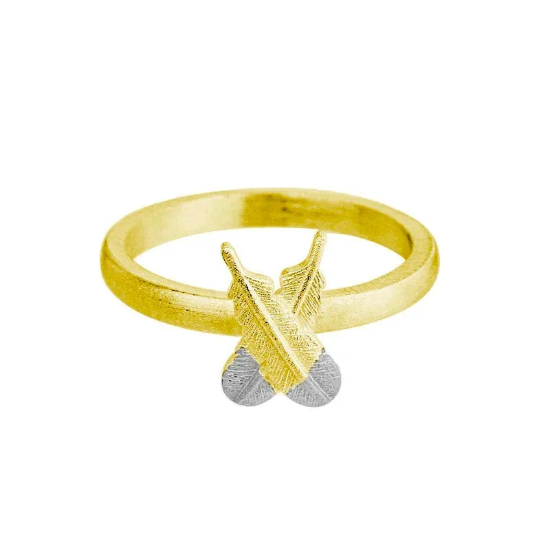 Huia Crossed Feather Ring