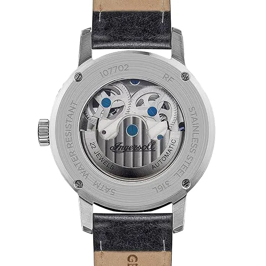 Ingersoll Men The Jazz Gents Automatic Analog Watch with Silver Dial and Blue Leather Strap - I07702