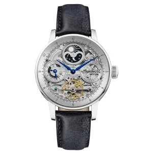 Ingersoll Men The Jazz Gents Automatic Analog Watch with Silver Dial and Blue Leather Strap - I07702