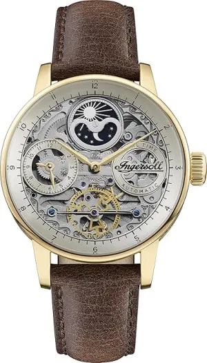 Ingersoll The Jazz Automatic Mens Analog Watch with Sivler Dial and Brown Leather Strap - I07704