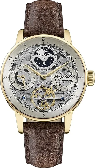 Ingersoll The Jazz Automatic Mens Analog Watch with Sivler Dial and Brown Leather Strap - I07704