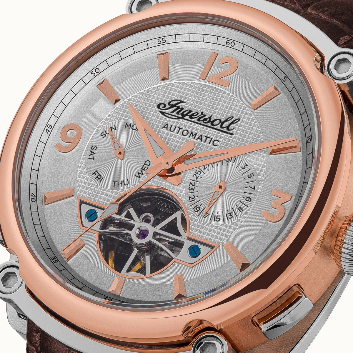 Ingersoll The Michigan Automatic Mens Watch with White Dial and Brown Leather Strap - I01103B