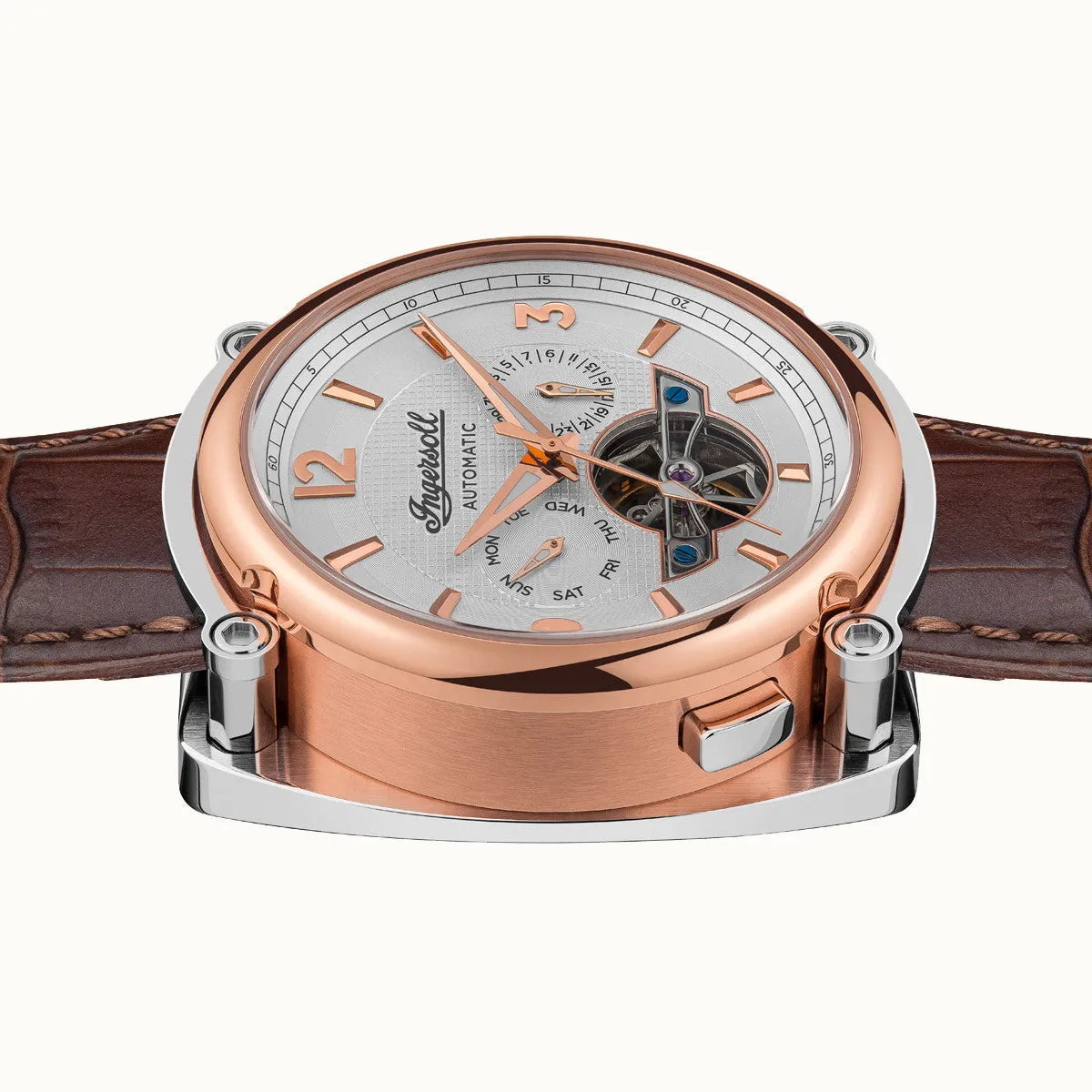 Ingersoll The Michigan Automatic Mens Watch with White Dial and Brown Leather Strap - I01103B