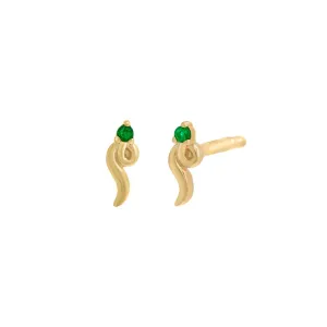 Itty Bitty Emerald Snake Stud Earring 14K