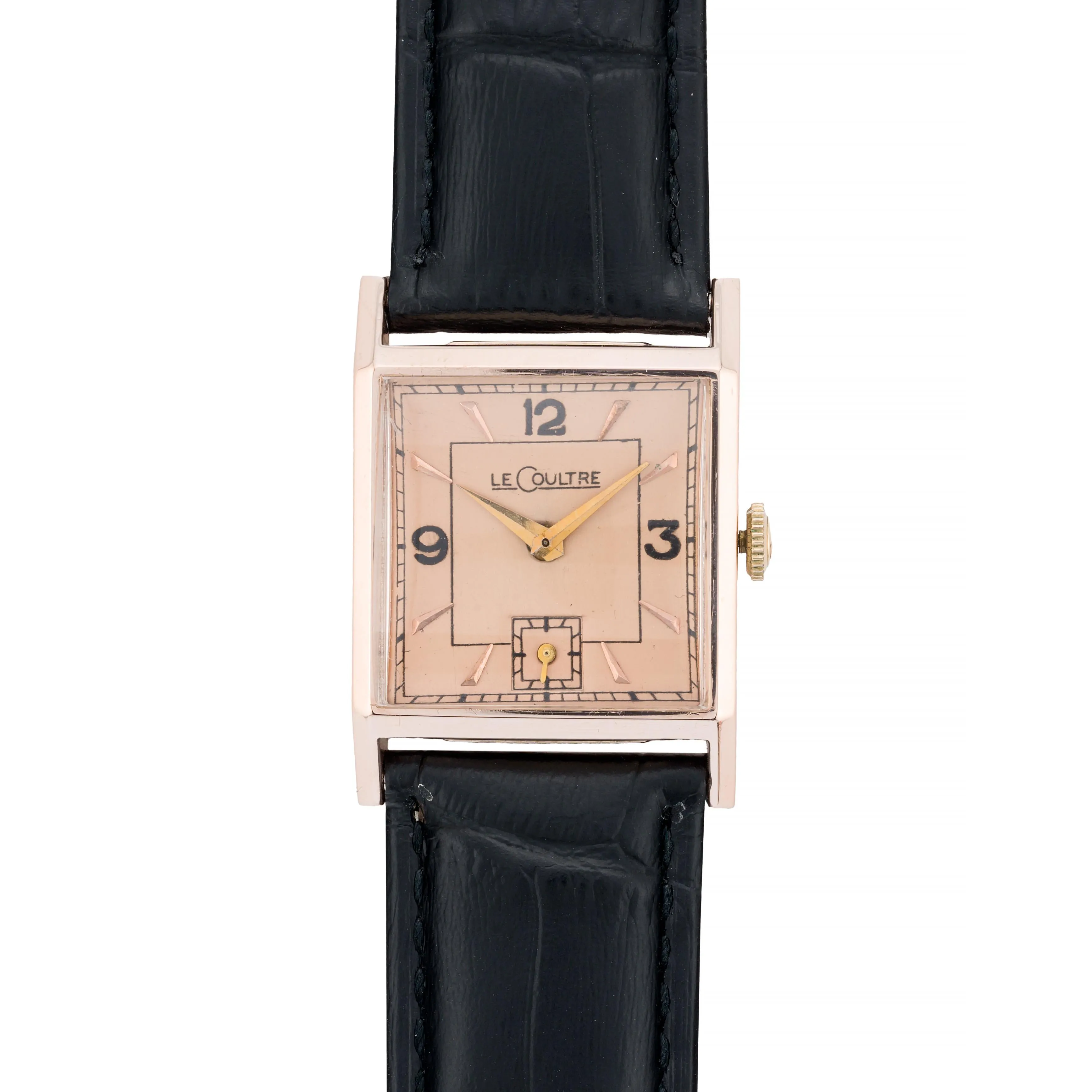 Jaeger LeCoultre Art Deco 14 Karat Rose Gold 23mm Unisex Dress Wrist Watch