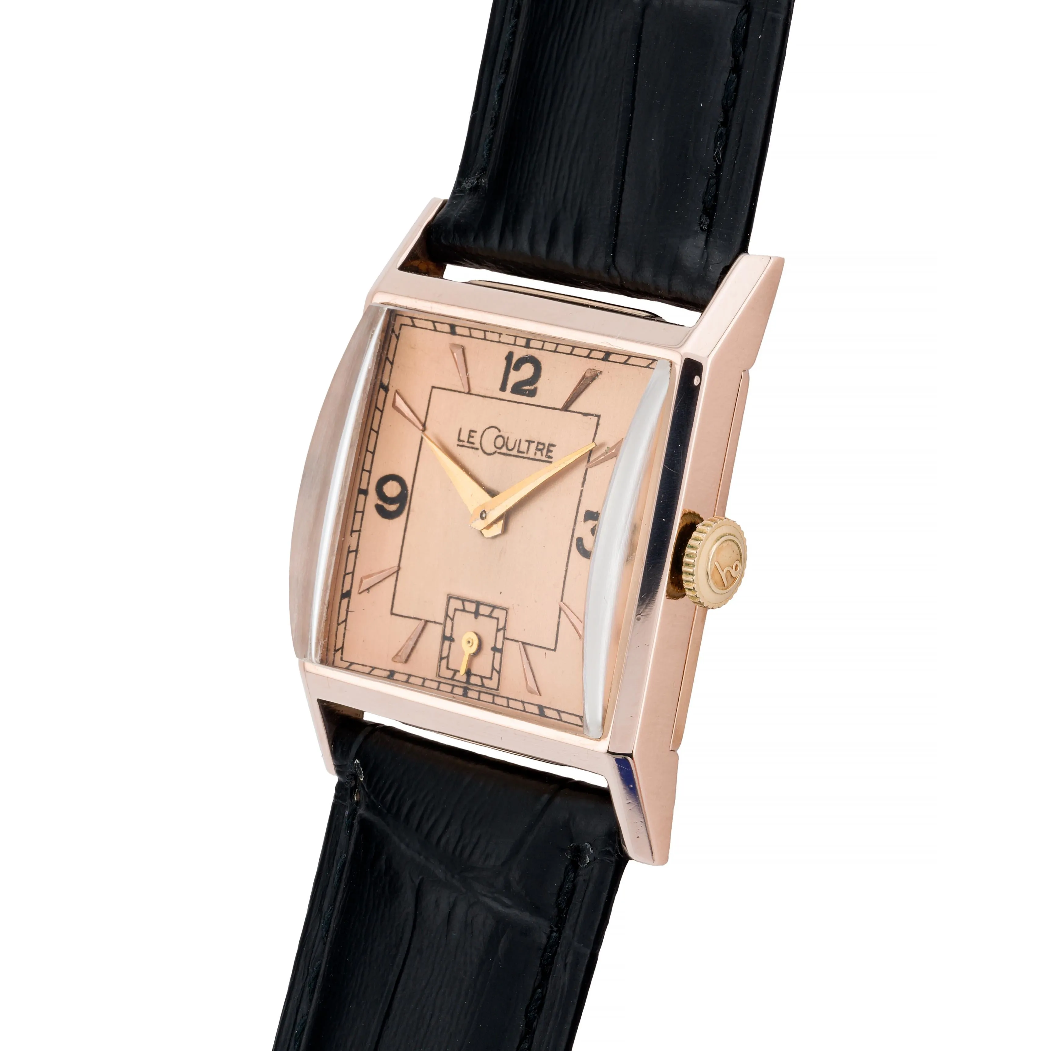 Jaeger LeCoultre Art Deco 14 Karat Rose Gold 23mm Unisex Dress Wrist Watch