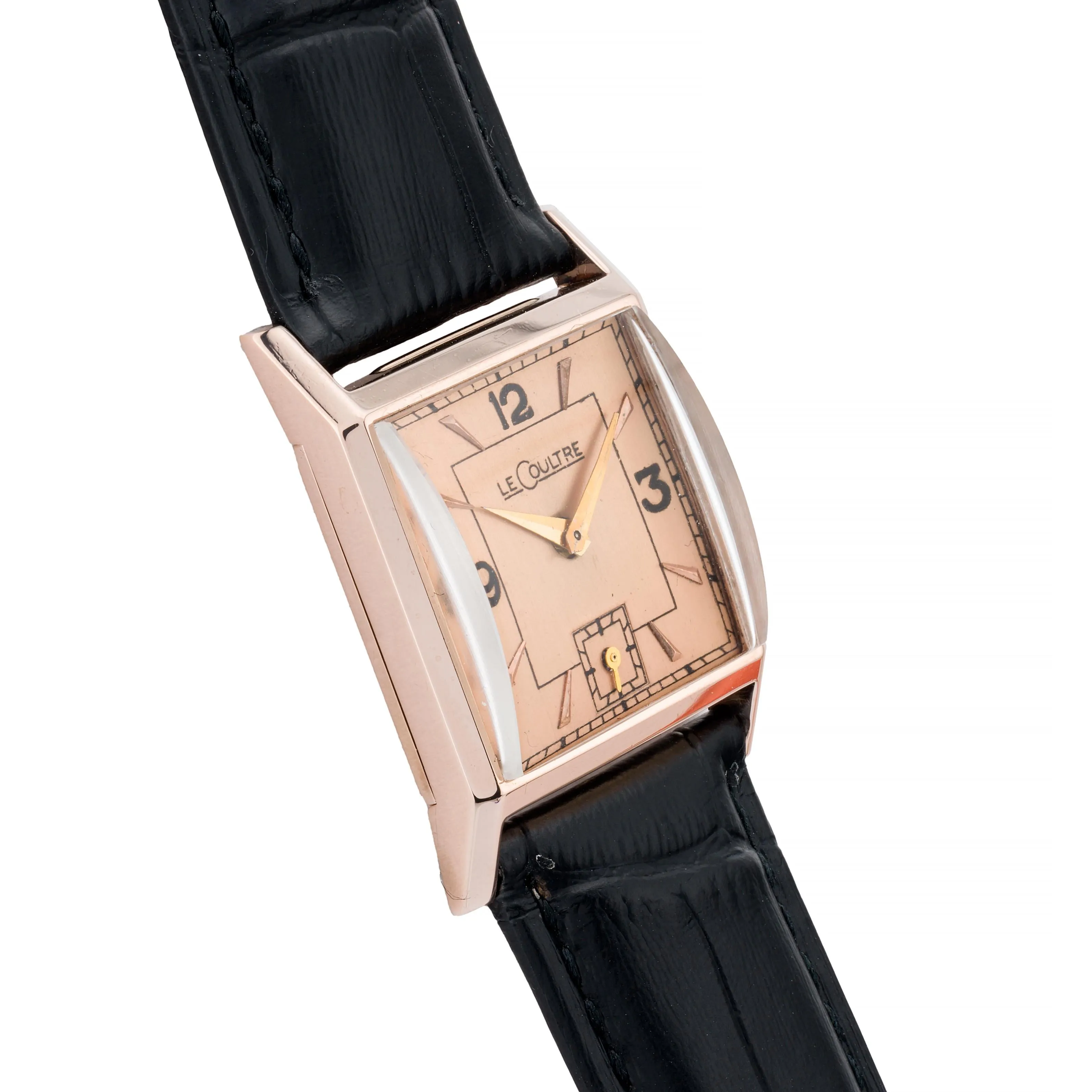 Jaeger LeCoultre Art Deco 14 Karat Rose Gold 23mm Unisex Dress Wrist Watch
