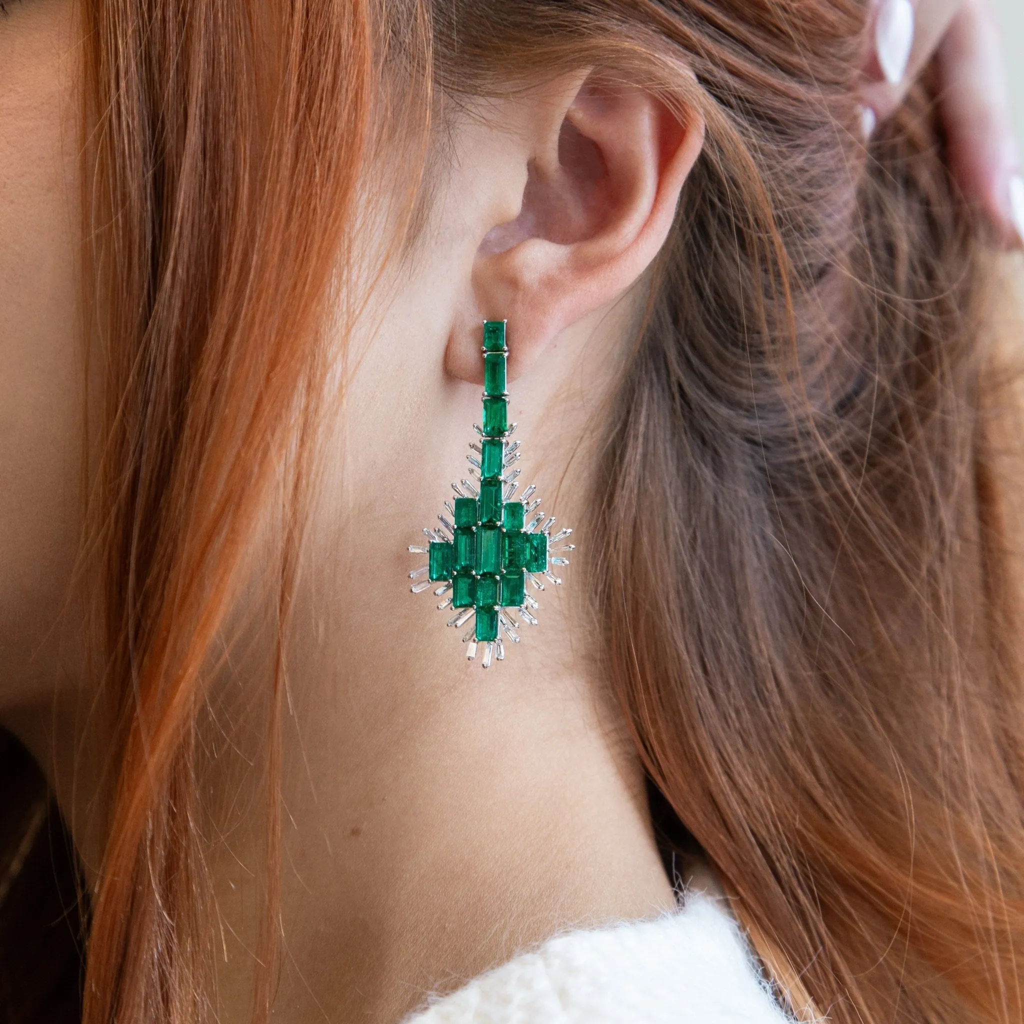 Jewels of Desire Nasril Emerald Chandelier Earrings
