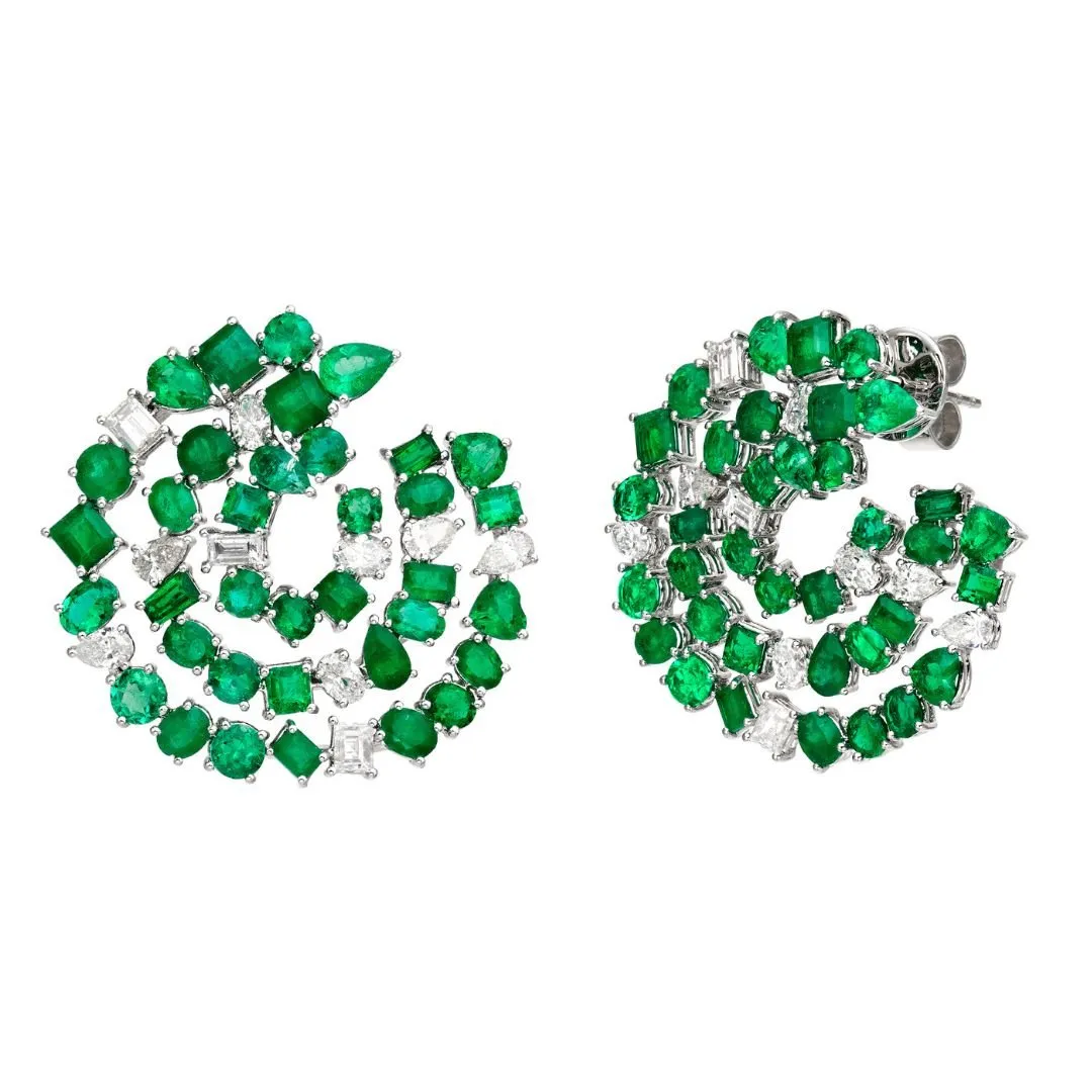 Jewels Of Desire Persea Emerald Crescent Earrings