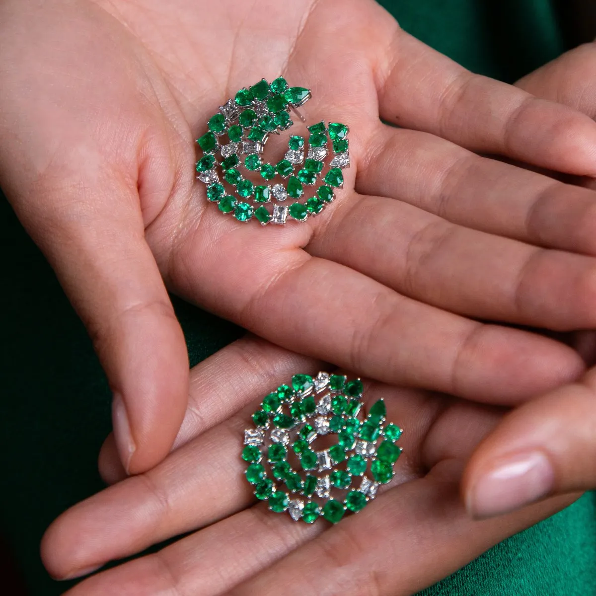Jewels Of Desire Persea Emerald Crescent Earrings
