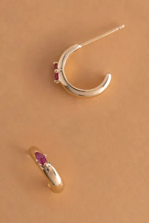 July Ruby J-Hoop Earrings