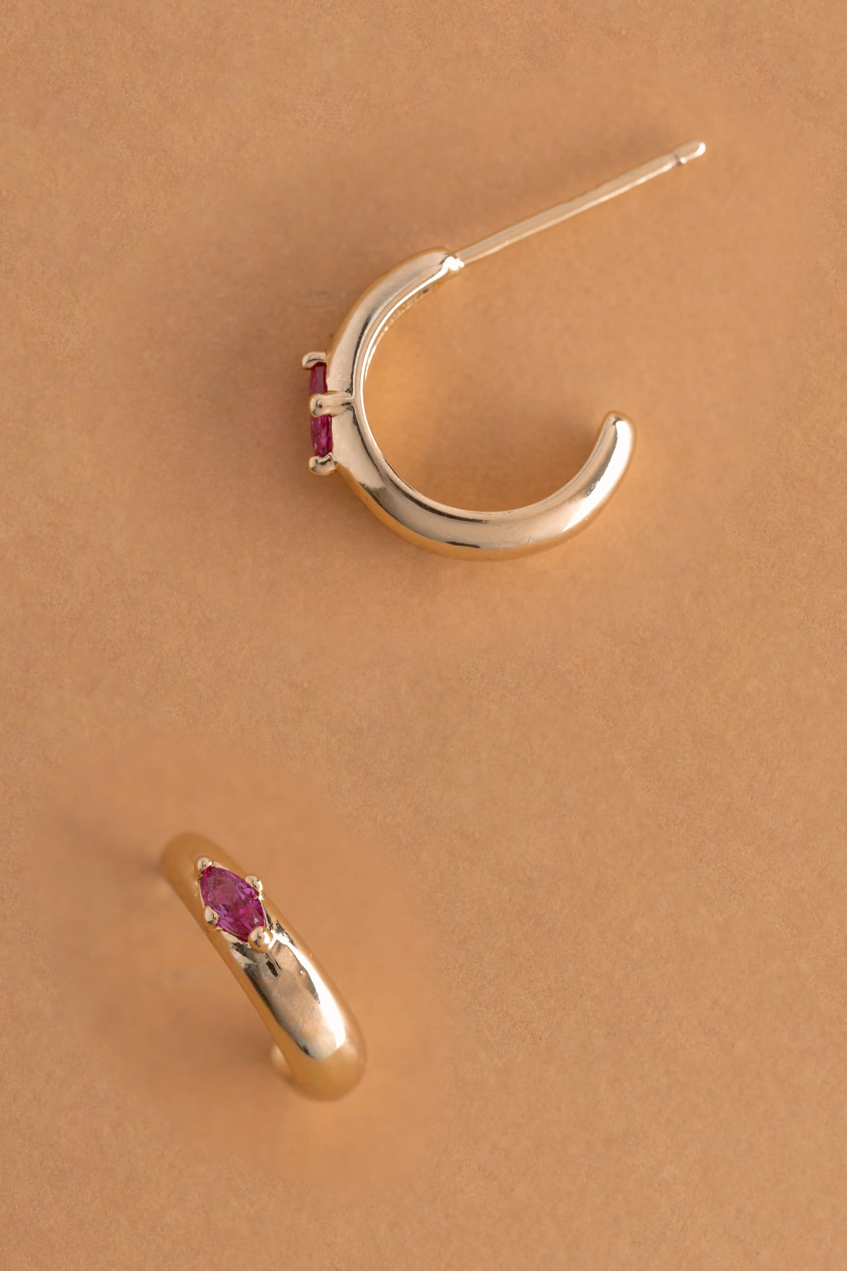 July Ruby J-Hoop Earrings