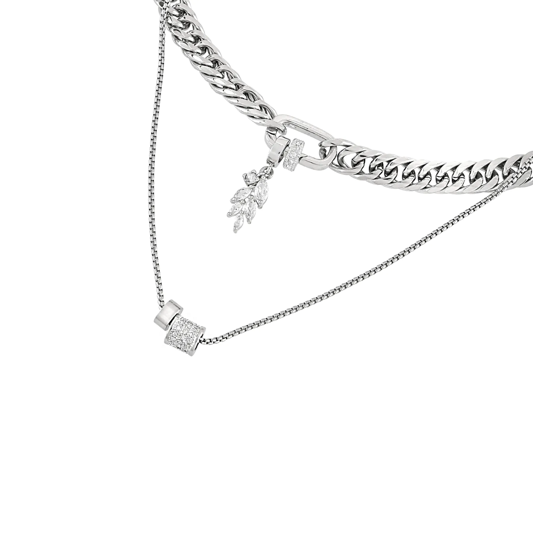 JUST CLICK LEAVE LAYERED NECKLACE SET