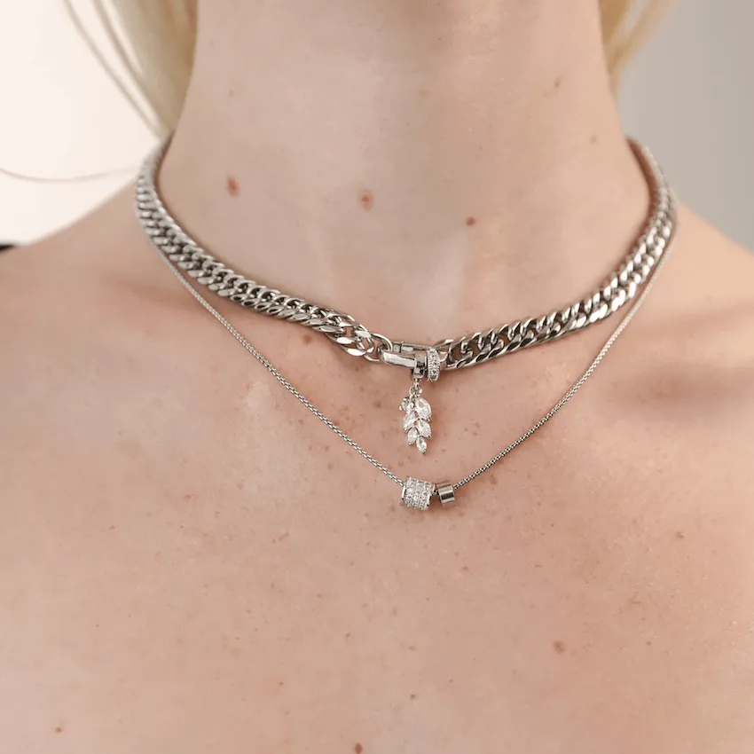 JUST CLICK LEAVE LAYERED NECKLACE SET