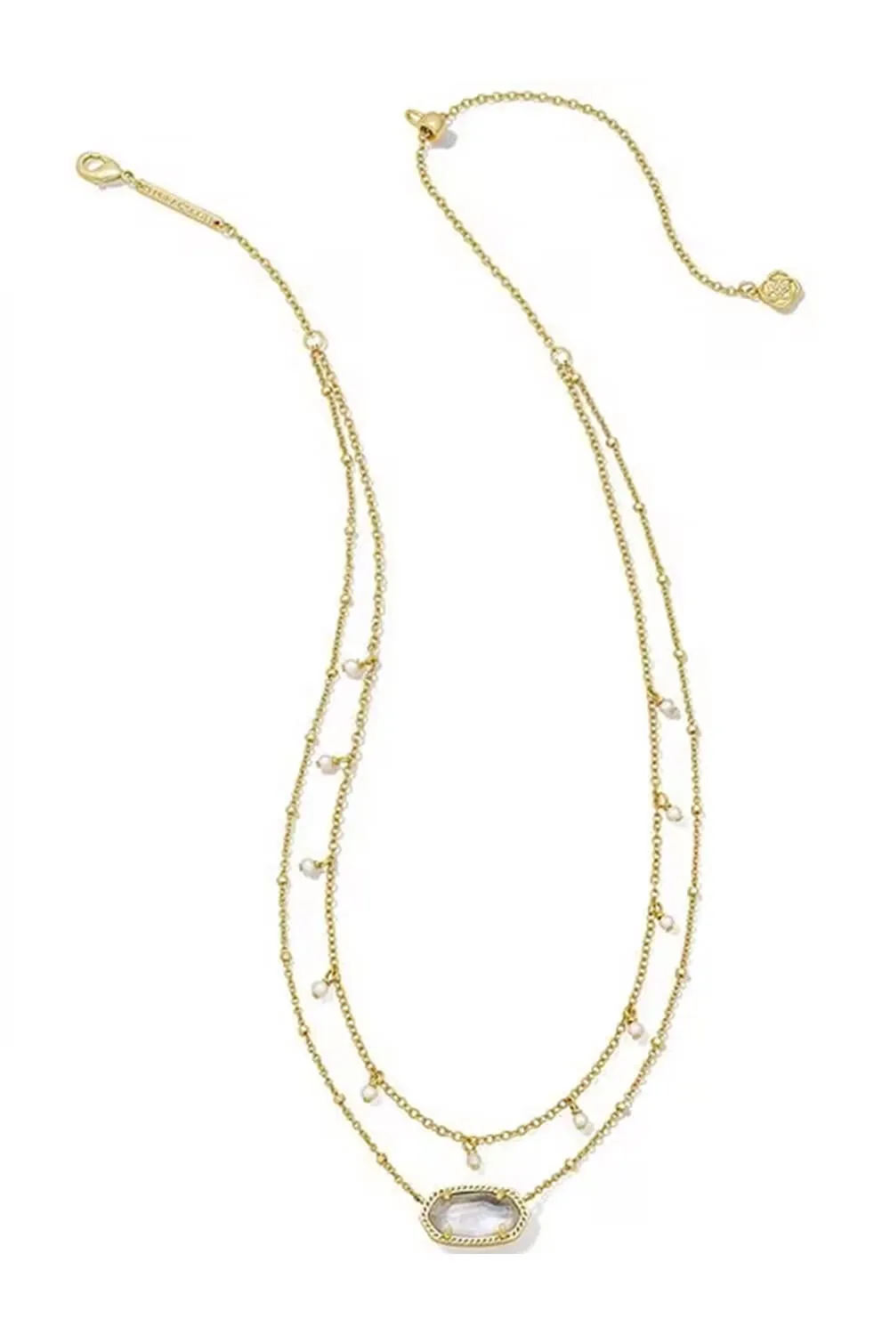 Kendra Scott Elisa Pearl Multi Strand Gold Necklace in Ivory Mother-Of-Pearl | 9608851012