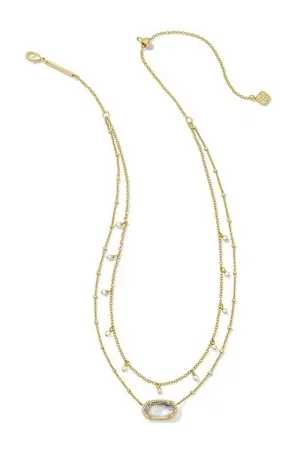 Kendra Scott Elisa Pearl Multi Strand Gold Necklace in Ivory Mother-Of-Pearl | 9608851012