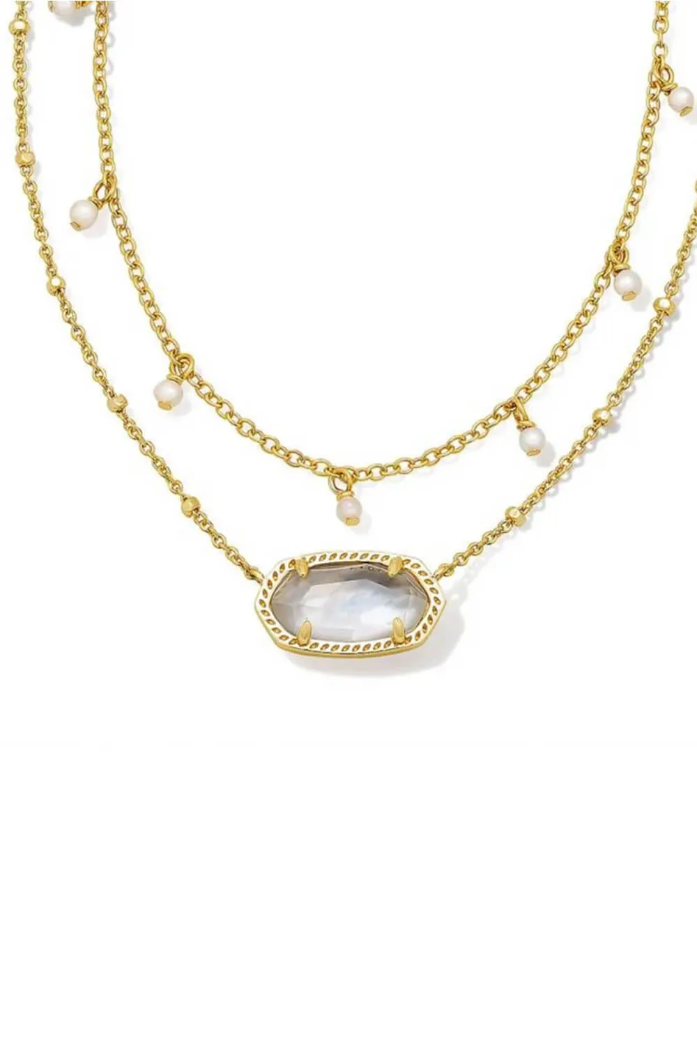 Kendra Scott Elisa Pearl Multi Strand Gold Necklace in Ivory Mother-Of-Pearl | 9608851012