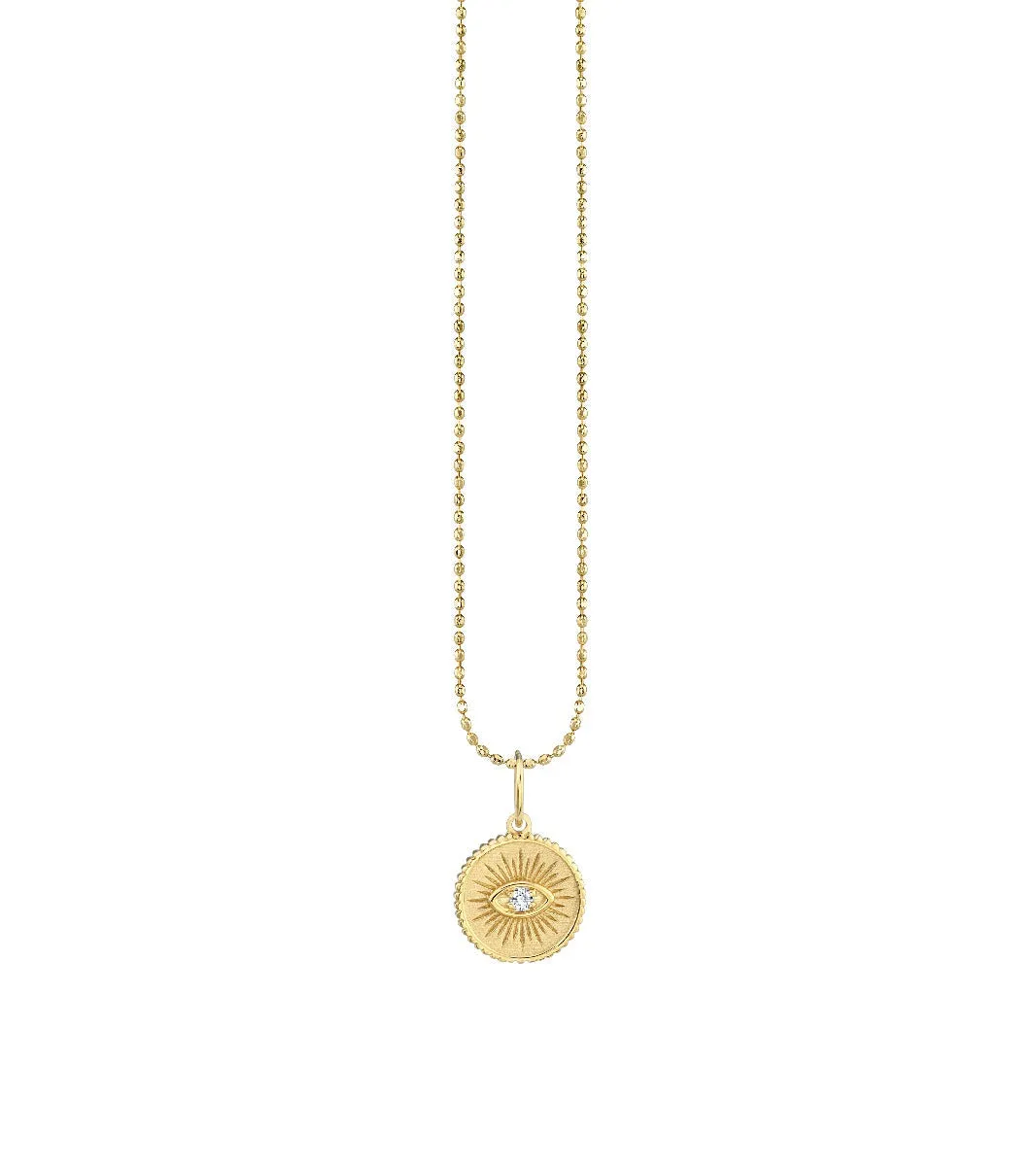 Kids Collection Gold & Diamond Small Marquise Eye Coin Necklace
