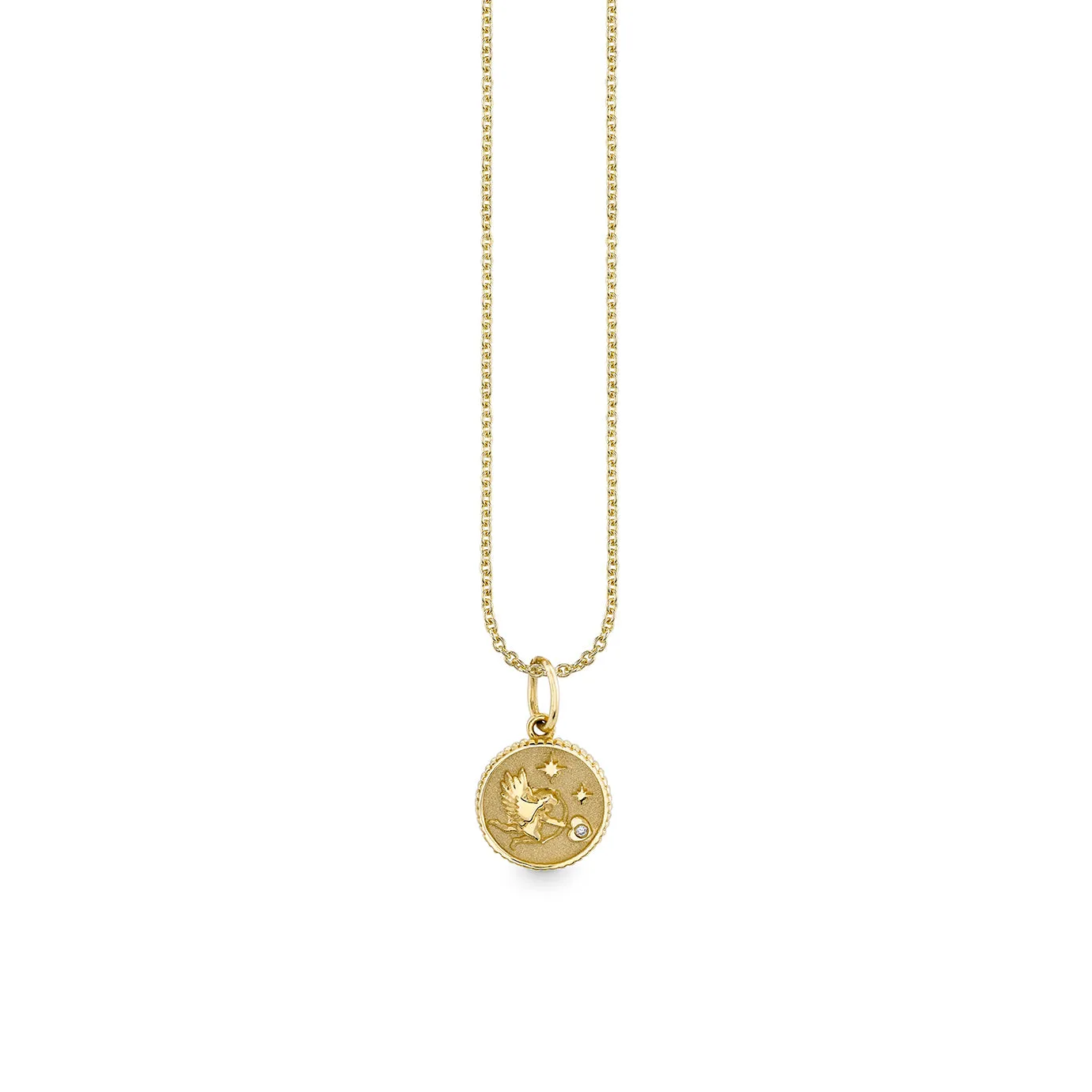 Kids Collection Gold & Diamond Tiny Cupid Coin Necklace