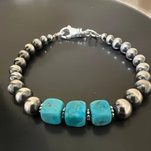 Kingman Turquoise Navajo Pearl Bracelet