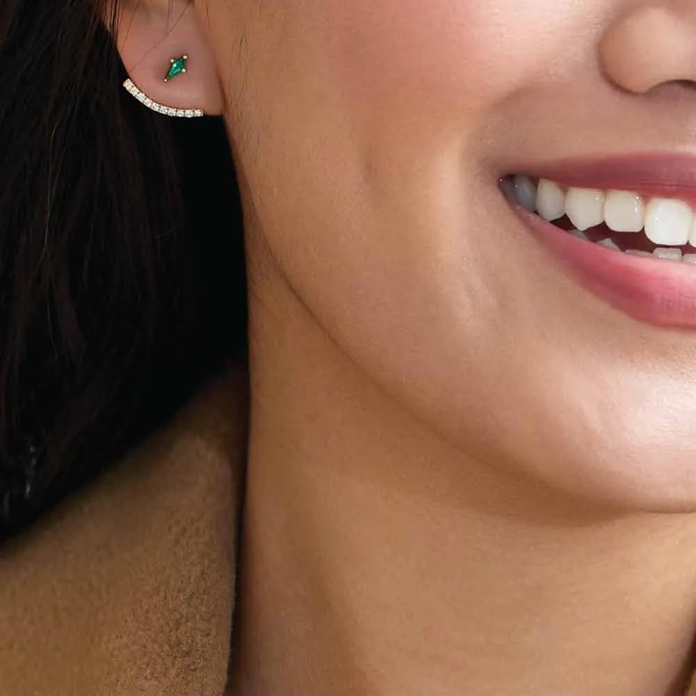 Kite Shaped Emerald Stud Earrings