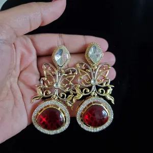 Kundan Long Earring With 2 Tone Plating Hall