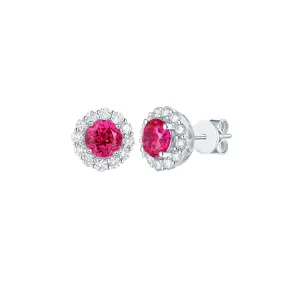Lab Grown Diamond 2.99ctw Halo Stud Earrings <br> E-01923RUW