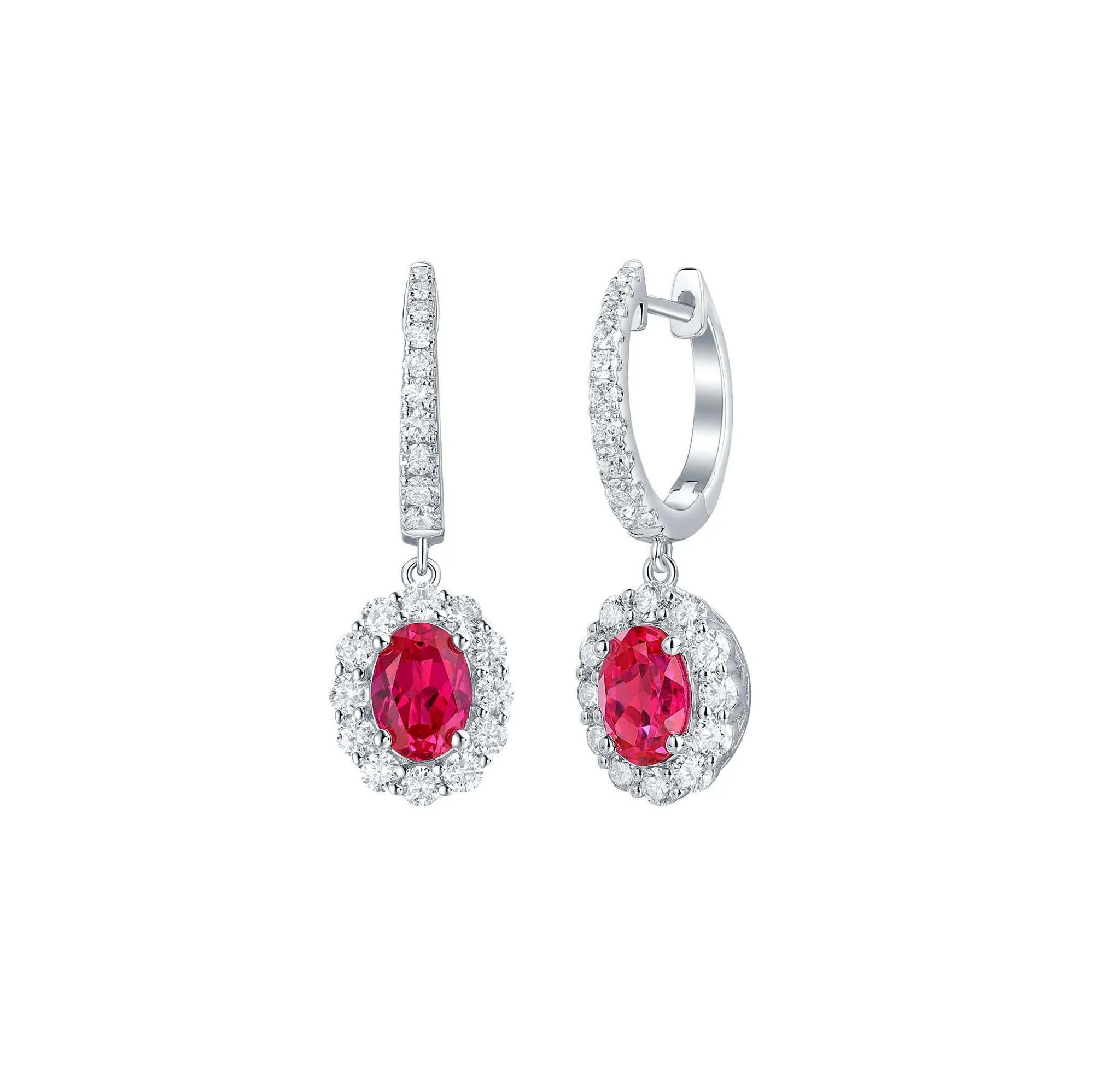 Lab Grown Diamond 3.20ctw Halo Drop Dangle Earrings <br> E-01918RUW
