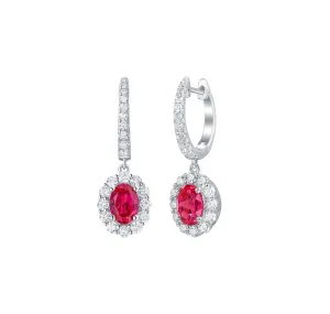 Lab Grown Diamond 3.20ctw Halo Drop Dangle Earrings <br> E-01918RUW
