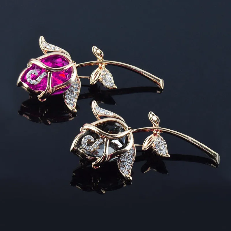 Laleh Crystal Tulip Brooch
