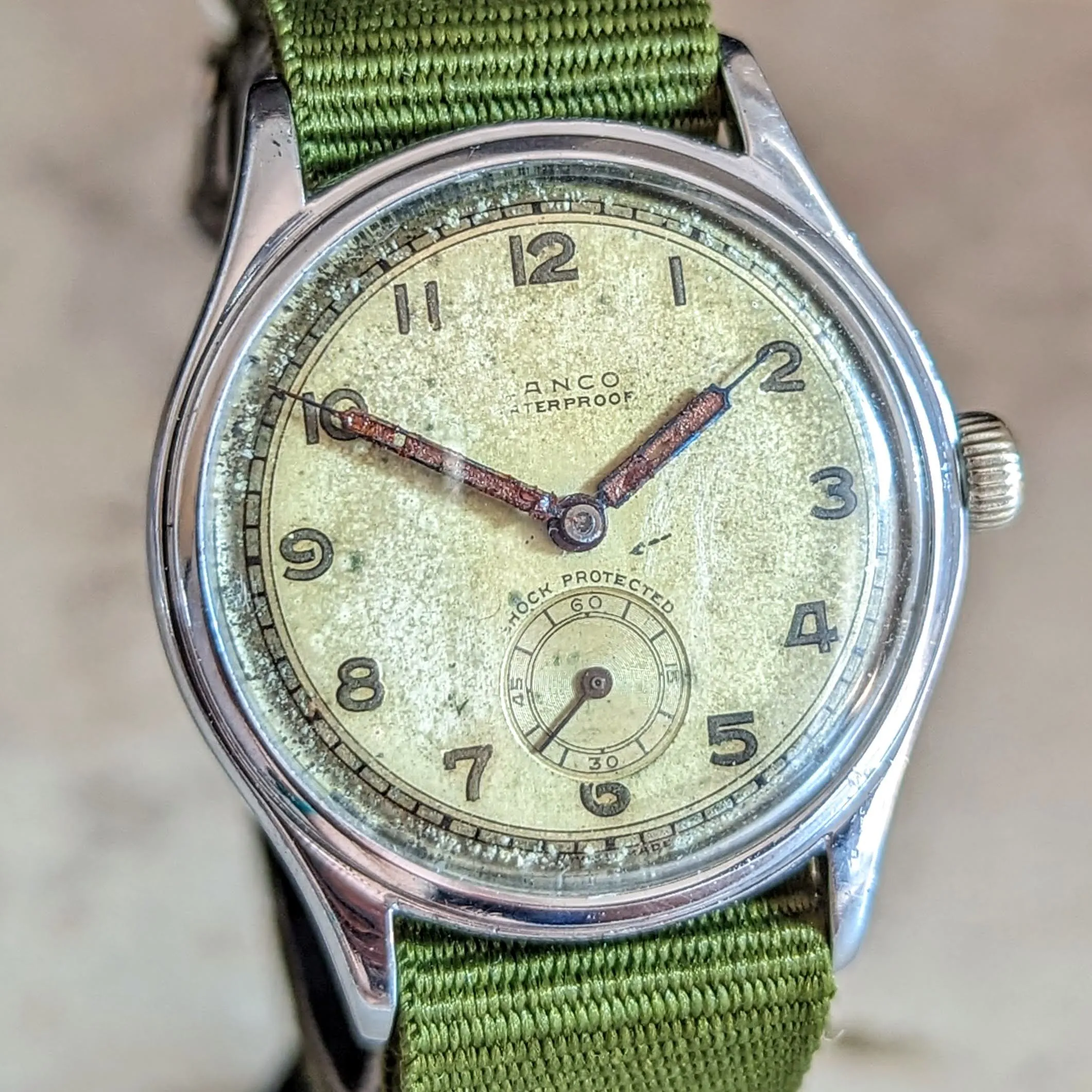 LANCO Waterproof Watch 15 Rubis Cal. 1022 ShockProtected Military Style Wristwatch