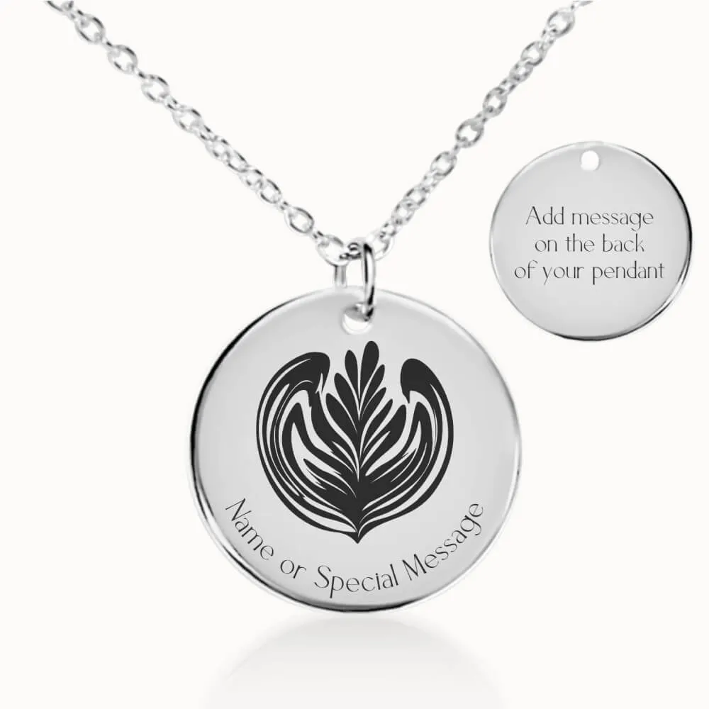 Latte Art Coin Pendant on Fine Chain
